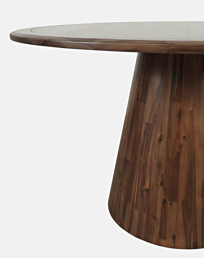 Jofran Nash Mid-Century Modern Round Pedestal Dining Table for Kitchen or Dining Room, Walnut, 30" Dining Height