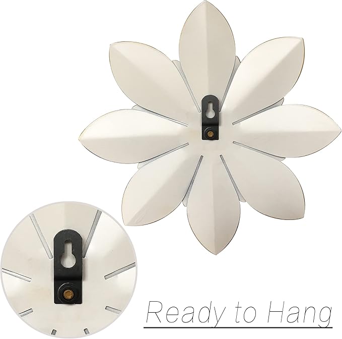 Grey Metal Flower Wall Art Decor, 9.5“ Rustic Modern Floral Sculpture, Distressed Iron Wall Hanging Home Decoration Accent Artworks for Indoor Kitchen Bedroom Living Room Office Outdoor Garden Patio