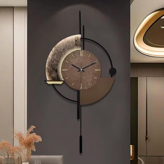 SIN&MI Wall Clock,Decorative Wall Clocks with Pendulum,Silent Quality Quartz Clock Battery Operated,Large Clock for Living Room,Kitchen,Home,Bathroom,Bedroom Wall Decor,18.9 * 34.2inch