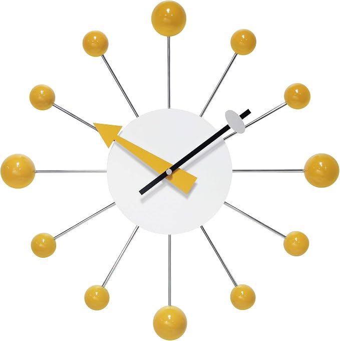 Infinity Instruments LTD. Orb Spoke Starburst Wall Clock, Saffron, 15"