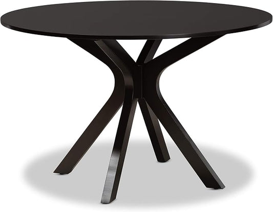 Baxton Studio Kenji Modern and Contemporary Dark Brown Finished 48-Inch-Wide Round Wood Dining Table