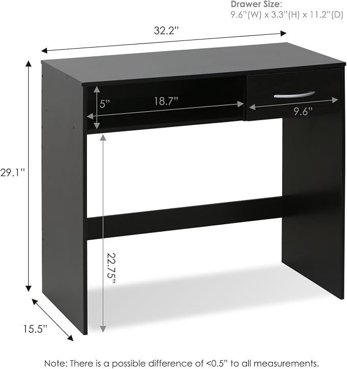 FURINNO JAYA Computer Study Desk with Drawer, Brown