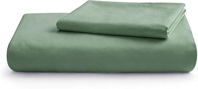 LOVQUE 100% Washed Cotton Duvet Cover Twin Size, Mint Green Fade-Resistant Natural Bedding Set (No Comforter), 68x90 Inches