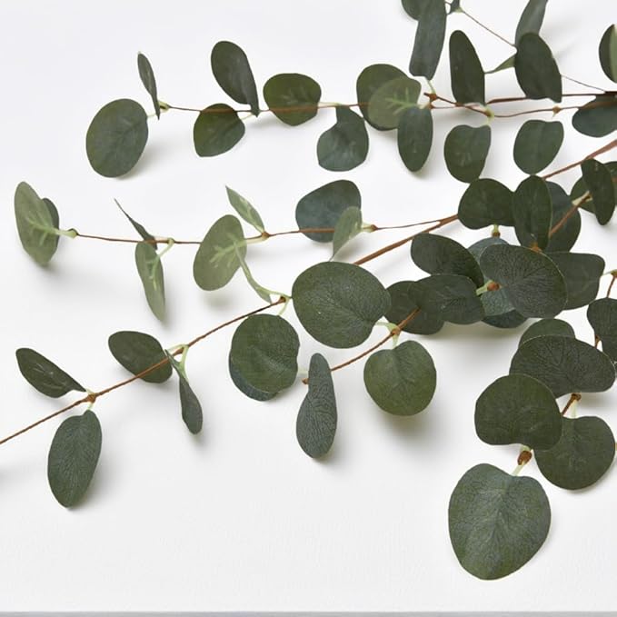 6 Pcs 27" Eucalyptus Stems Greenery Stems Eucalyptus Leaf Spray in Green Silk Plastic Plants Floral Artificial Plants for Home Party Wedding Decoration(Dark Green)