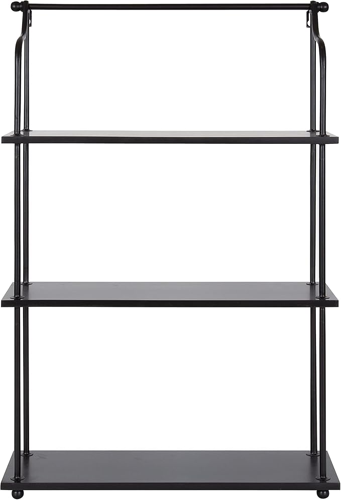 Kate and Laurel Walters Modern 3-Tier Hanging Shelf; 21 x 32; Black; Decorating Wall Mounted Storage Shelf for Wall