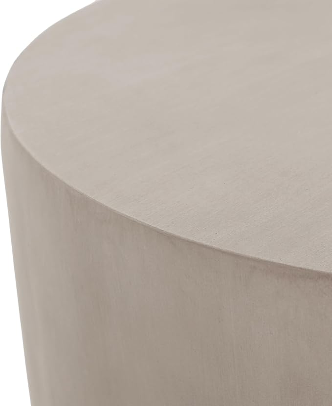 ø16'' Faux Concrete Cement Round Side Table End Table U-Shape, Modern Contemporary Minimalist Style, MGO Material for Indoor & Outdoor, No Assembly, Light Gray
