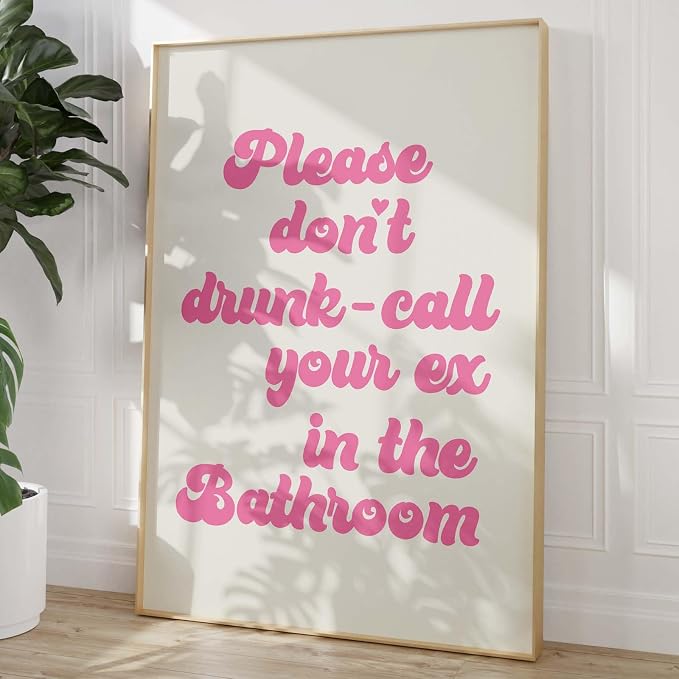 Pink Quotes Wall Art Funny Bathroom Artwork Cute Quotes Posters Modern Aesthetic Wall Art Retro Preppy Posters Beige Boho Paintings Trendy Wall Prints Pink Trendy Paintings for Bedroom 16x24in