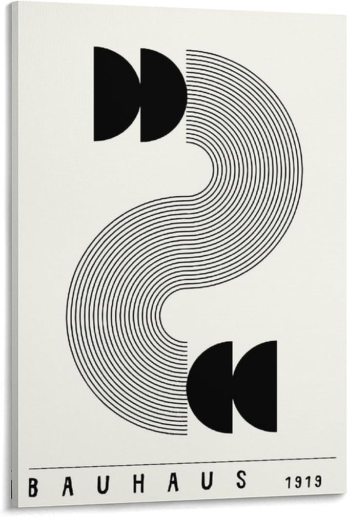 Bauhaus Poster,black And White Print,Abstract Art,Minimalist Canvas Wall Art Print Poster For Home School Office Decor Frame-style 20x30inch(50x75cm)