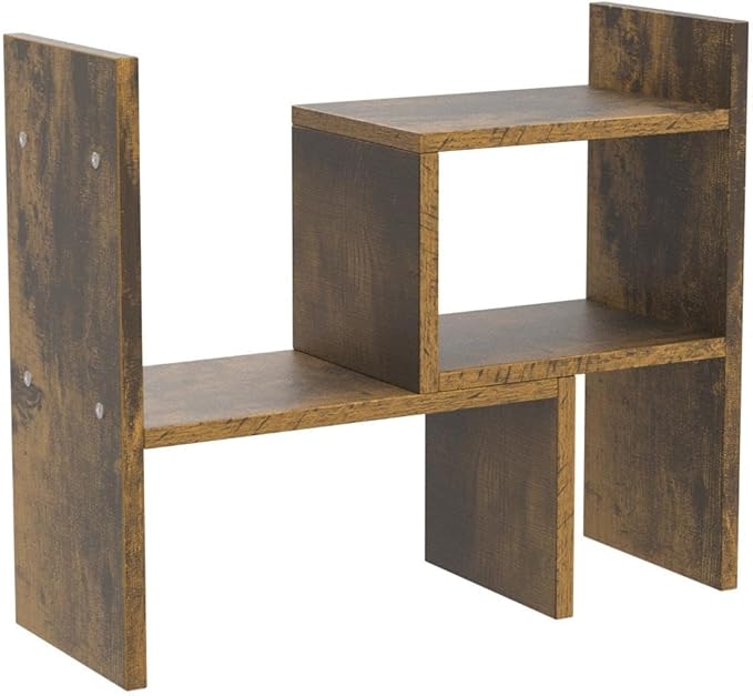 Jerry & Maggie - Desktop Organizer Office Storage Rack Adjustable Wood Display Shelf, Birthday Gifts Toy Home Decor Free Style Rotation Display True Natural Stand Shelf (Natural Wood Tone)
