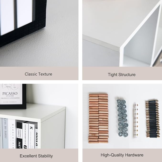 Wooden 6 Cube Storage Organizer with Closed Back Panel, White Cube Shelf Heavy Duty Cubby Storage Organizer with Compartments for Living, Display Shelf