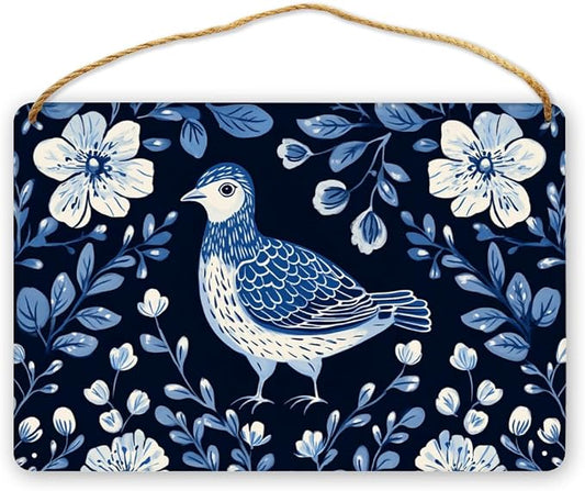 Art Deco styles Blue Bird Wooden Art, 12x8 Inch Stylish Wood Decors for Retro Design Lovers & Nature Fans, Infuse Your Home with Elegant Botanical Retro Vibes