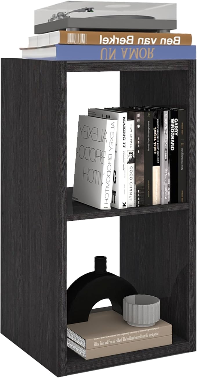Endearing Limons【2026 Wooden Thick Border 2 Cube Shelf Storage Organizer with Anti-Tipping Kits + Reversible Open Back Bookcase (11 * 11 Unit Cell Chocolate)