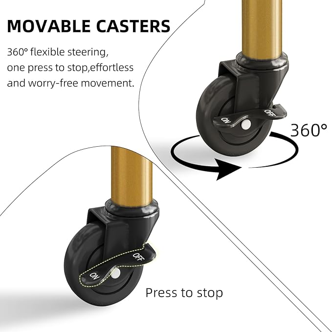 2 Tier Rolling Plant Stand with Wheels, Mid Century Modern Metal Stand for Planters, 2 Sizes 9 Inch & 11 Inch, Indoor Outdoor Movable Flower Pot Holder for Decor Home Garden Patio Load Bearing 165 LB 2 Pack Gold