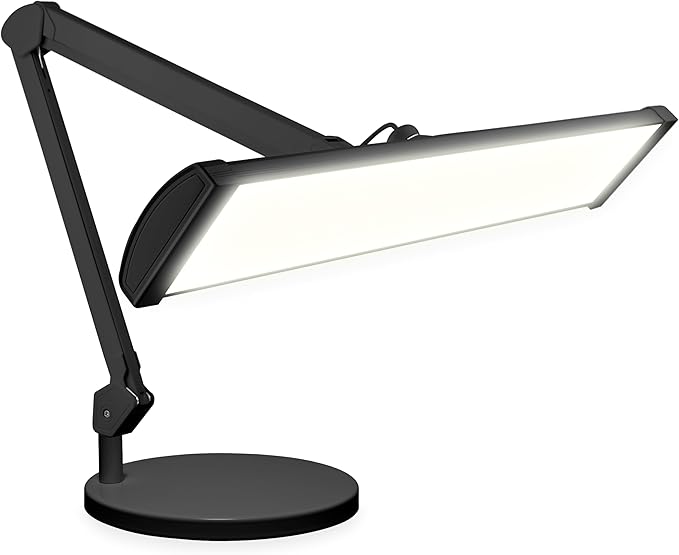 Neatfi LED Desk Lamp, 3,500 Lumens, 3 Light Modes, Dimmable, 45W, 26” Wide Shade, 540 SMD LEDs, Eye-Caring Task Lamp for Reading, Crafting, Workbench, Office (CCT with Base, Black)