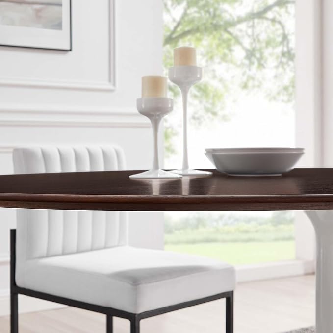 Modway Lippa Dining Table, 78", White Cherry Walnut