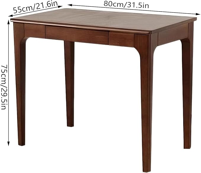 Solid Wooden Desk with Drawers, Small Writing Desk with Drawers for Computer, PC Desk for Work, Study or Gaming, Easy to Assemble (Walnut, 31.5IN)