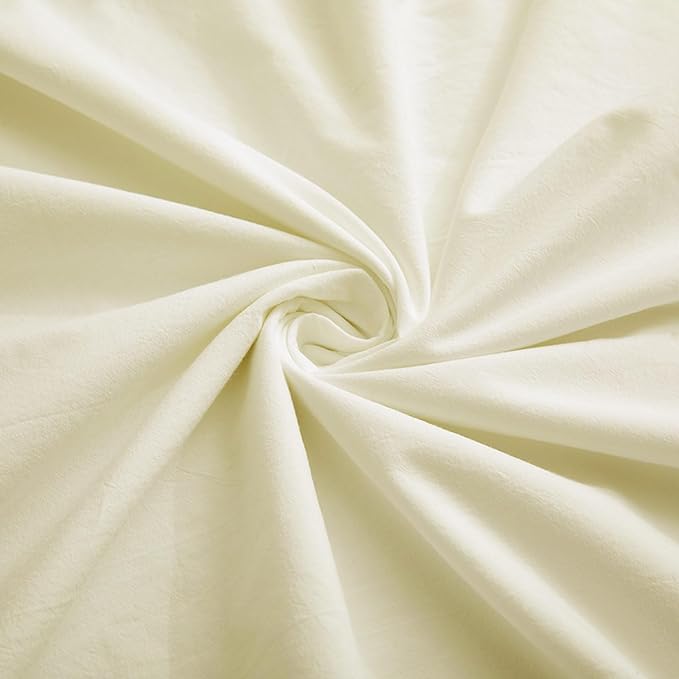 Cream White Cotton Duvet Cover Full Size, Linen-Like Natural Bedding Set with Zipper Closure (No Comforter), Full Size, Duvet Cover (80"x90") x 1, Pillowsham(20"x26") x 2