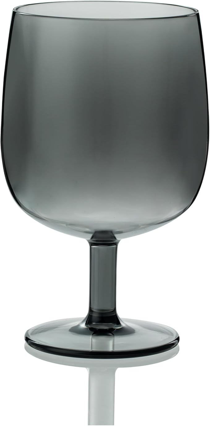 KX-WARE Classic Acrylic All-Purpose Wine Glasses, 12-ounce Plastic Stem Wine Glasses, set of 6, Grey