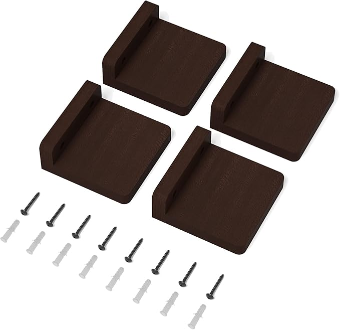 SRIWATANA Small Floating Shelves Wall Mounted, Wood Shelf for Decoration and Storage Set of 4, Mini Display Shelf for Bedroom, Bathroom, Kitchen, Office (Walnut, 4 inch) (Pack of 2)