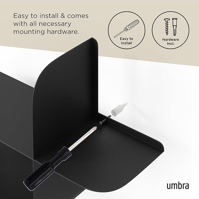 Umbra Montage Floating Wall Shelf, Metal, Set of 2, Black