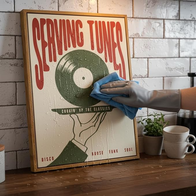Floating Framed Funny Vinyl Record Canvas Wall Art, Vintage Abstract Music Print Poster, Minimalist Listening Lounge Decor, for Bar, Cafe, Kitchen, Dining Room, Restaurant, Home Decoration, 12x16in