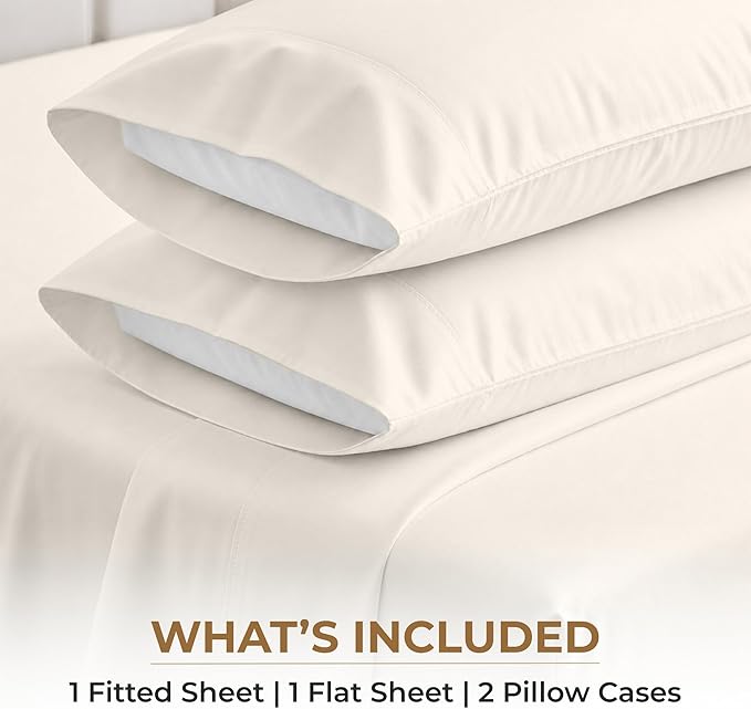 SGI bedding RV Short Queen Sheet Set 60x75, 600 TC Egyptian Cotton, 4 Piece Luxury Hotel Collection, Ultra Soft & Breathable, Fits RV Mattress Camper & Trailer, 15 Inch Pocket, Ivory