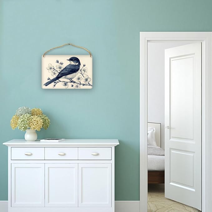 Realistic Bird Wooden Sign 12x8 Inch - Traditional Inspired Decor for Bird Enthusiasts & Art Fans, Ideal for Classic Homes & Art-Eccentric Areas