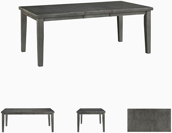 Signature Design by Ashley Hallanden Modern Farmhouse Rectangular Dining Room Butterfly Extension Table with Self-Storing Leaf, Seats Up to 6, Wood, Dark Gray