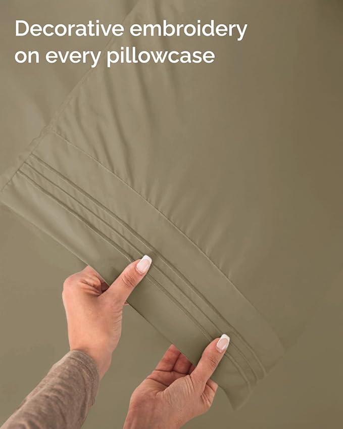 Twin Size 3 Piece Sheet Set - Comfy Breathable & Cooling Sheets - Hotel Luxury Bed Sheets for Women & Men - Deep Pockets, Easy-Fit, Extra Soft and Wrinkle Free Sheets - Khaki Oeko-Tex Bed Sheet Set