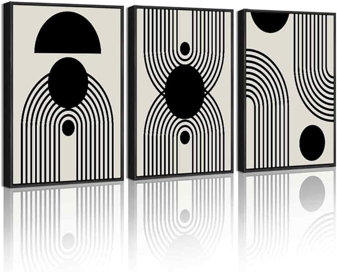 Drsoum Black Abstract Boho Wall Art Framed Modern Bohemian Wall Decor Geometry Lines Prints Ready to Hang 11x14in Black Framed