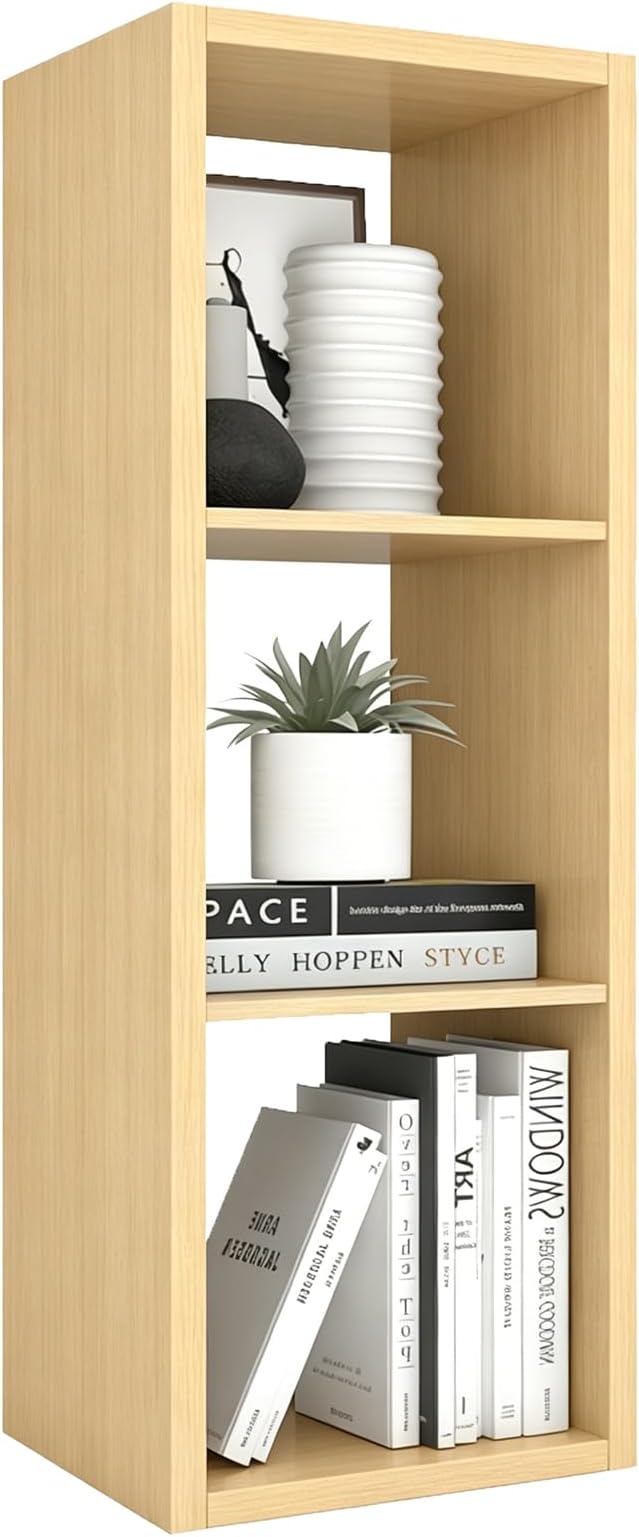 Endearing Limons【2026 Wooden Thick Border】 3 Cube Shelf Storage Organizer with Anti-Tipping Kits + Reversible Open Back Bookcase (11 x 11 Unit Cell Oak)