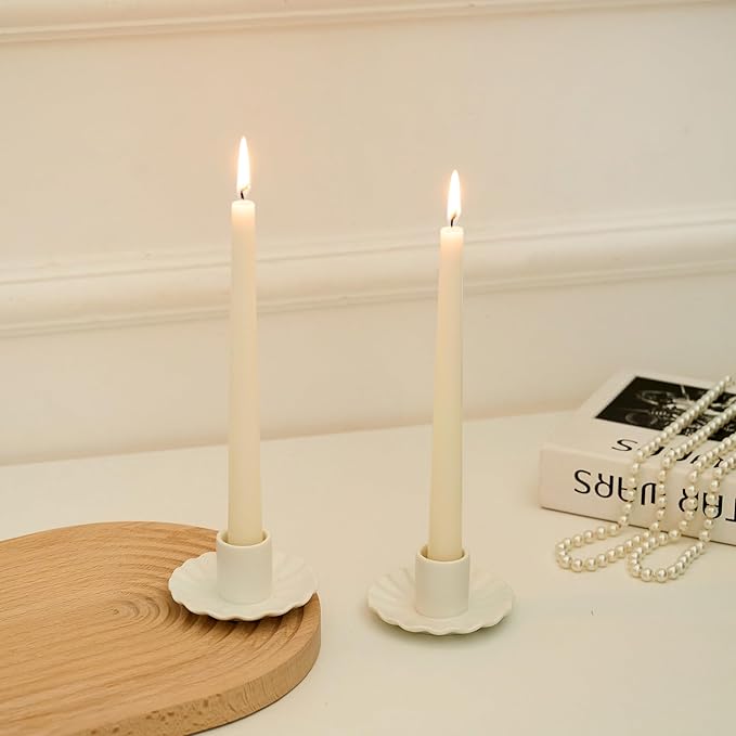 Ceramic Taper Candle Holders,Vintage Candlestick Holder Centerpieces for Home Wedding Decoration, Housewarming Gifts,Pack of 2 (Round B Style)
