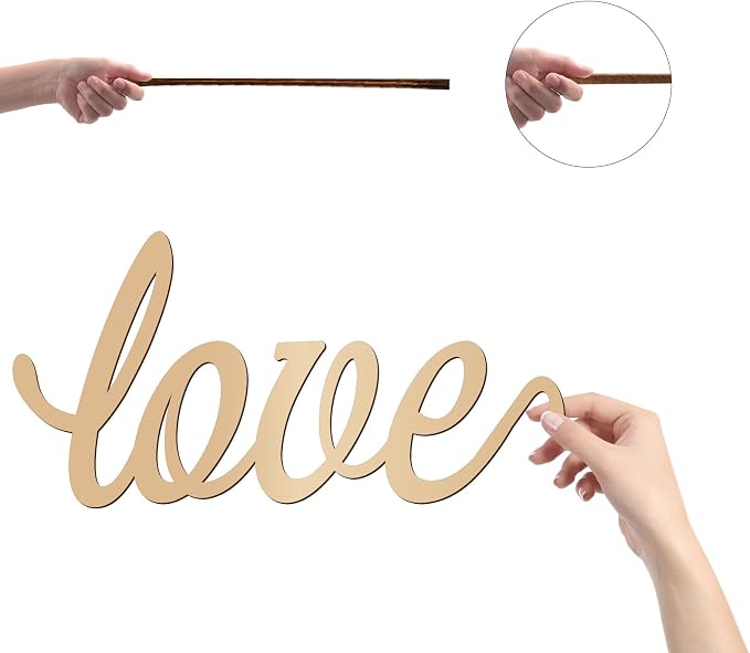 CREATCABIN LOVE Wood Cutout Front Door Wooden Decor Letters Cut Art Sign Wall Hanging Decor for Restroom Bedroom Cafe Shop Apartment Hotel Rustic Farmhouse Porch Party Valentines' Day Gifts 11.9x4.7in