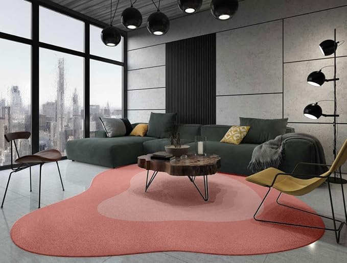 Cute Pink Irregular Rug 6ft Contemporary Aesthetic Abstract Shaped Rugs for Diningroom Living Room Bedroom Minimalist Modern Art Deco Nursery Playroom Dorm Non Slip Washable Low Pile Shaggy Carpet