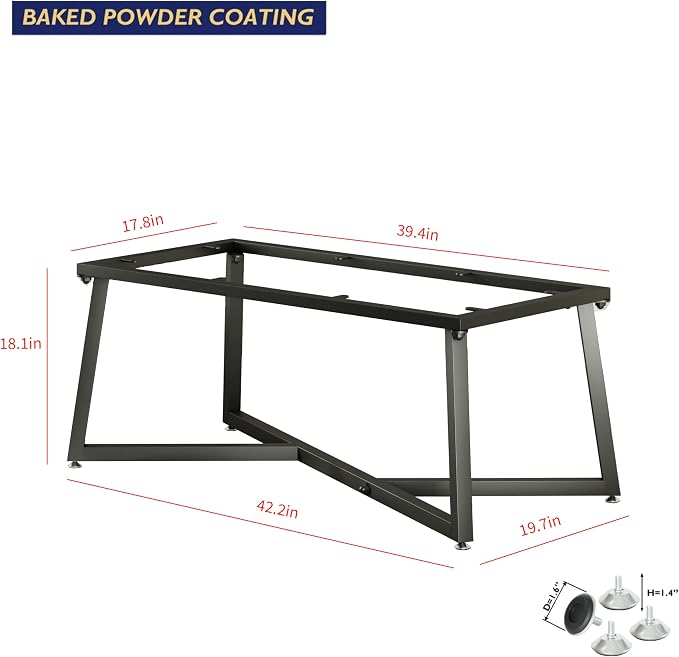 FUSHIAIPTC Metal Coffee Table Legs, Heavy Duty 18 Inch DIY Geometry Base for Table Furniture Legs for Night Stands, End Table, Bench, TV Stands Matte Black