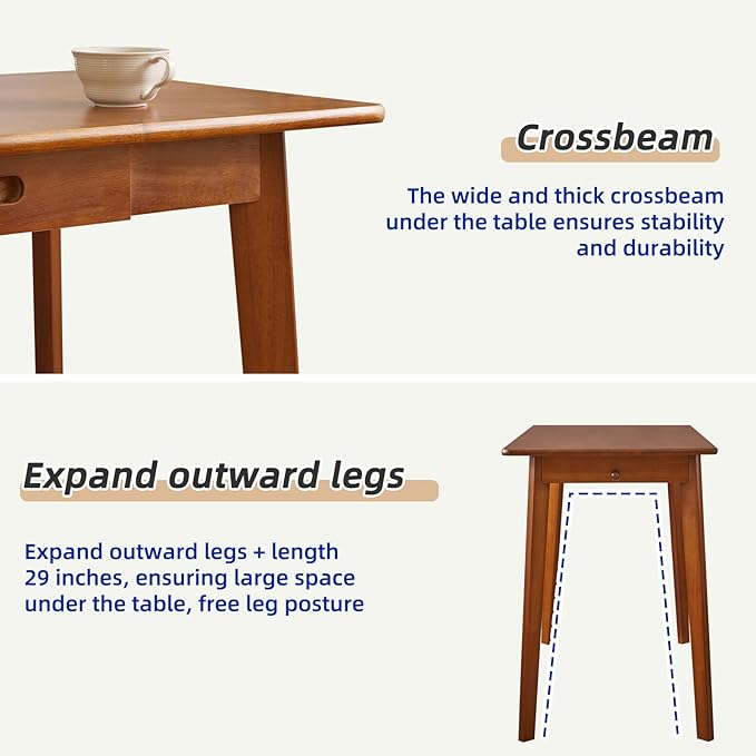 Aibiju Solid Wood Desk with Drawers, 47inch Computer Desk for Modern Minimalist Style, Gaming Study Home Office Desks for Work, Student PC Desk for Bedroom Brown YD-WD03H