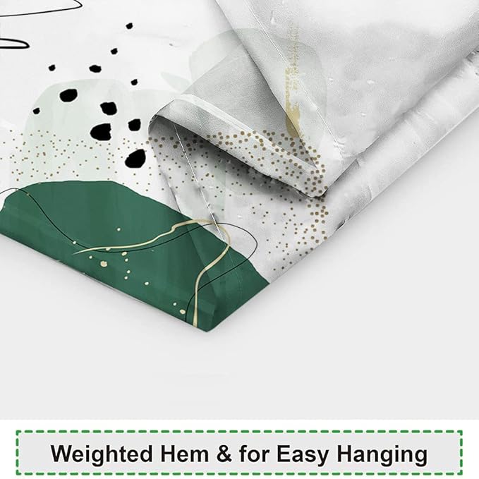 Abstract Mid Century Shower Curtain Watercolor Green Chic Pattern Design for Modern Minimalist Bathroom Decor Accessories Shower Curtain Set with 12 Hooks, 72x72 Inches