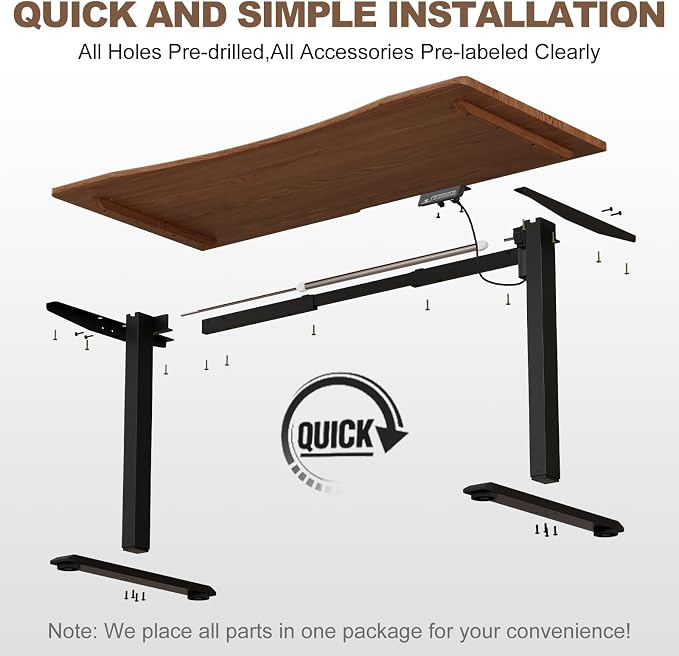 Solid Wood Electric Standing Desk 55"x23.6"Home Office Desk,Adjustable Workbench with 3 Stages Single Motor, Computer Workstation with T-Shaped Metal Bracket,Walnut Standing Table for Gaming(1 Box)