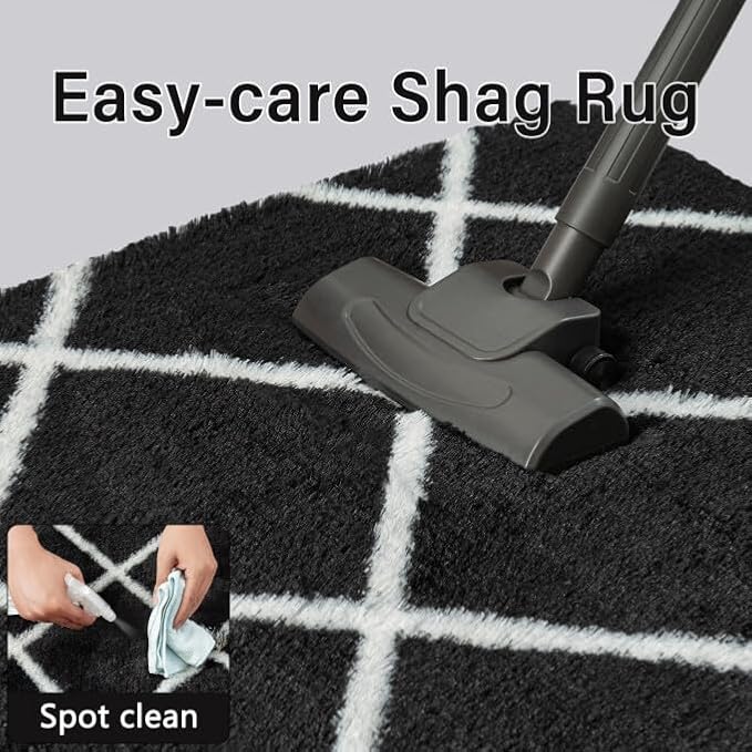 5x7 Checkered Rug for Living Room Black and White Modern Soft Area Rug Fluffy Non-Slip Carpet for Bedroom Playroom Home Aesthetic Decor