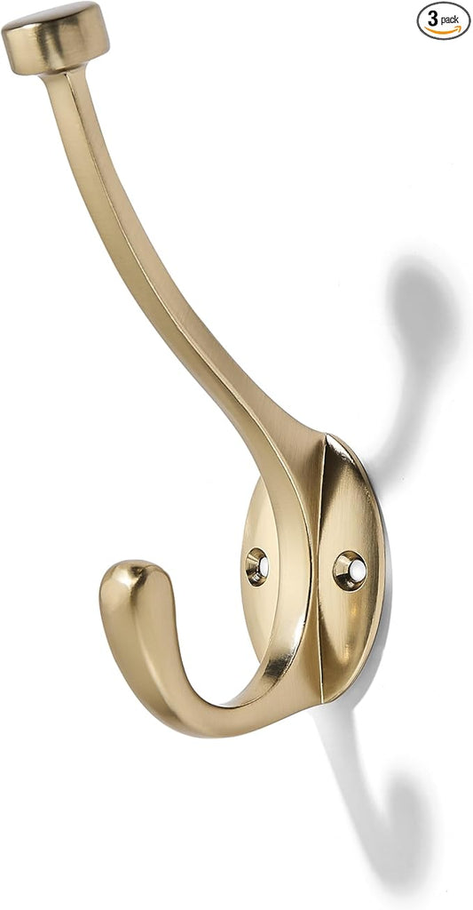 khtumeware The 3 Pack Heavy-Duty zinc Alloy Champagne Bronze Coat Hook is Suitable for bathrooms, Behind Doors, bedrooms, corridors, and is a Towel Robe Hooks for Both Household and Commercial use