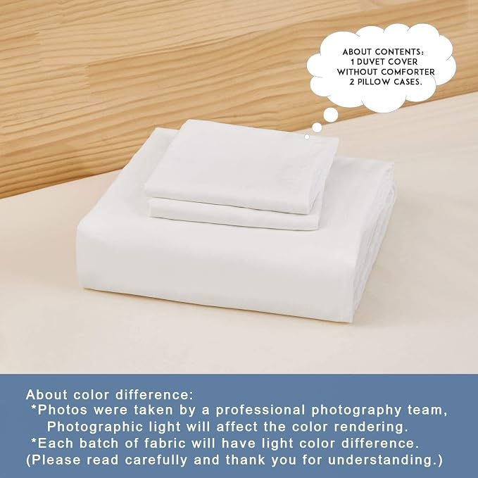 Dreaming Wapiti Duvet Cover Full,Washed Microfiber Full Size Duvet Cover Set,Solid Color - Soft and Breathable with Zipper Closure & Corner Ties (White,Full)
