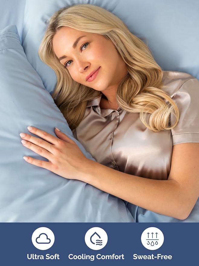 Extra Deep Queen Sheet Set - 6 Piece Breathable and Cooling Sheets - Hotel Luxury Bedding for Women, Men, Kids & Teens - Easy Secure Fit - Soft, Wrinkle Free and Comfy - Extra Deep Pockets - Sky Blue