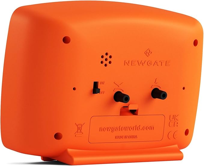 NEWGATE® Brooklyn Alarm Clock | Rectangular Retro Design | Pumpkin Orange | Ideal for Bedside, Desk, Shelf & Mantel | Mid-Century Retro Bedroom & Office Accessory