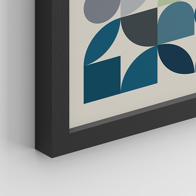 SIGNWIN Framed Mid-Century Modern Colorful Geometric Polygons Wall Art, Set of 4 Abstract Geometric Wall Decor Prints, Nature Wilderness Wall Décor for Living Room, Bedroom - 12"x16" Black