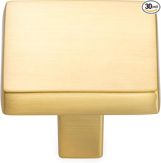 KOOFIZO 30 Pack Brushed Gold Cabinet Knobs Gold Drawer Knobs K03 Square Single Hole Cabinet Pulls for Cabinets Drawer Dresser Cupboard Bedroom Closet Bathroom Vanity