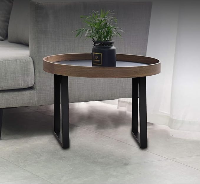 22 Inch Coffee Table Legs Black Metal Bench Legs Trapezoid Heavy Duty Table Legs DIY Project for Coffee Table, Bench, Black, Set of 2