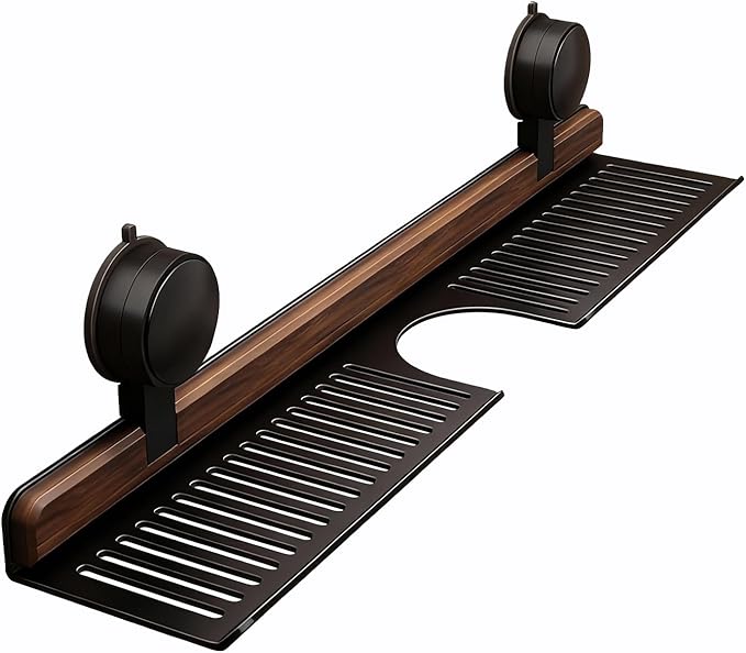 Bathroom Storage Shelves Floating,Modern Kitchen Organizer Faucet Shelf,No Mounted Shower Sink Caddy Organizers,Toothbrush soap Rack (Black, 16 inch)