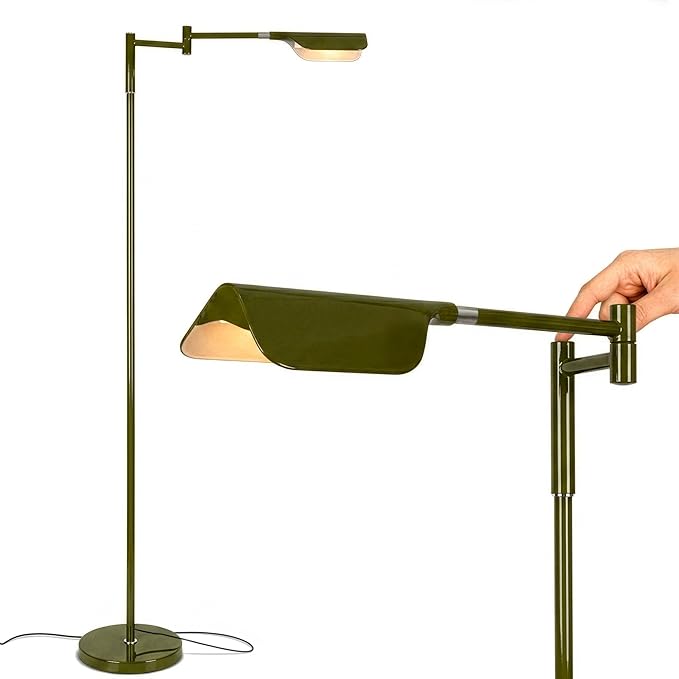 Brightech Leaf Pharmacy LED Reading Lamp, Dimmable Floor Lamp with Easy Rotation Over Chair or Desk for Living Rooms & Offices, Adjustable Standing Tall Lamp, for Sewing & Crafts - Green