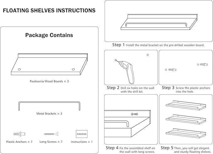22 inches Long Floating Shelves, Bathroom Decor Shelves Over Toilet, Farmhouse Wall Shelves for Living Room, Bedroom, Picture Frames, Plants, Kitchen, Set of 3 (White and Grey)