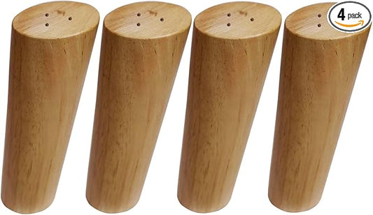 Round Solid Wood Furniture Legs Sofa Replacement Legs Perfect for Mid-Century Modern for Sofa, Couch, Bed, Coffee Table (6 Inches,Set of 4, Original Wood Color)